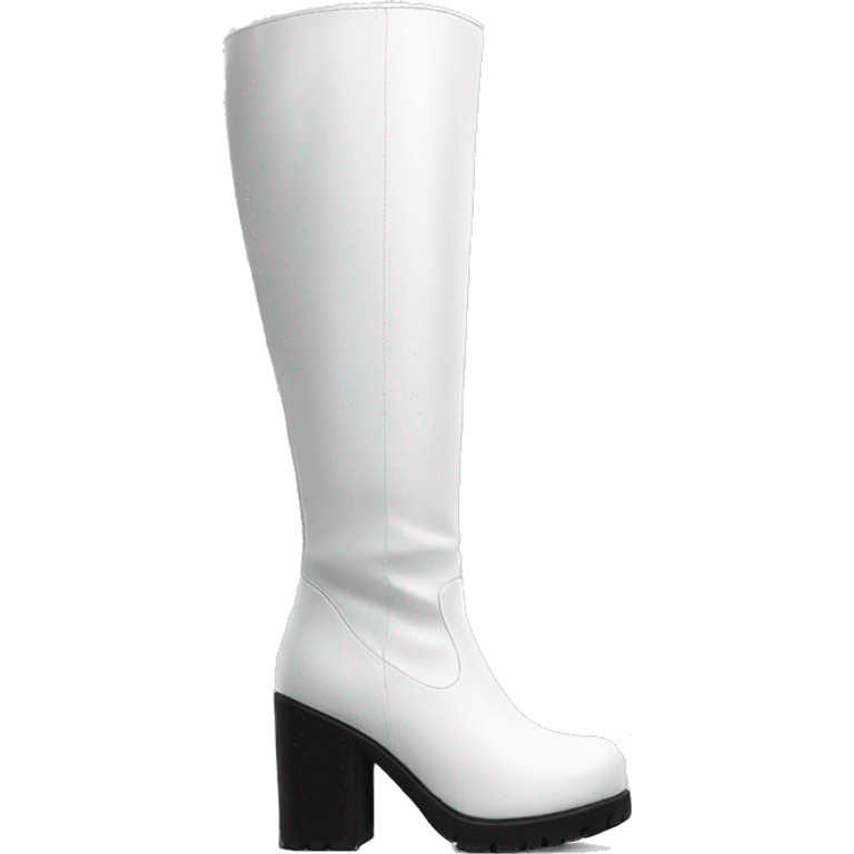 white knee high chunky heel boots emoji