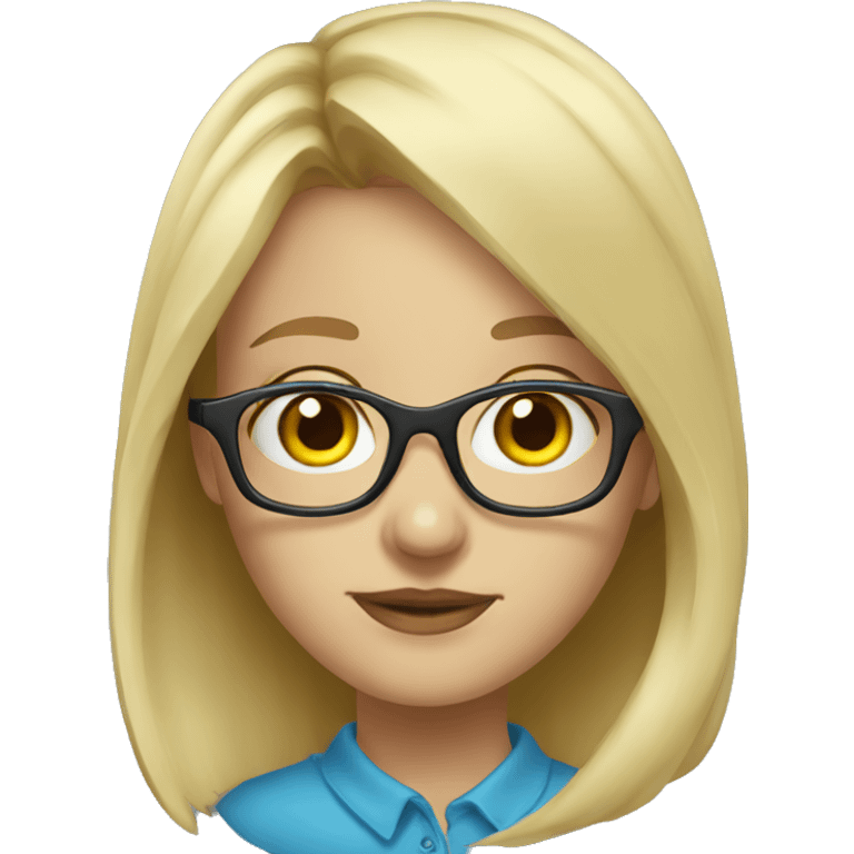 blonde girl in glasses portrait blue emoji