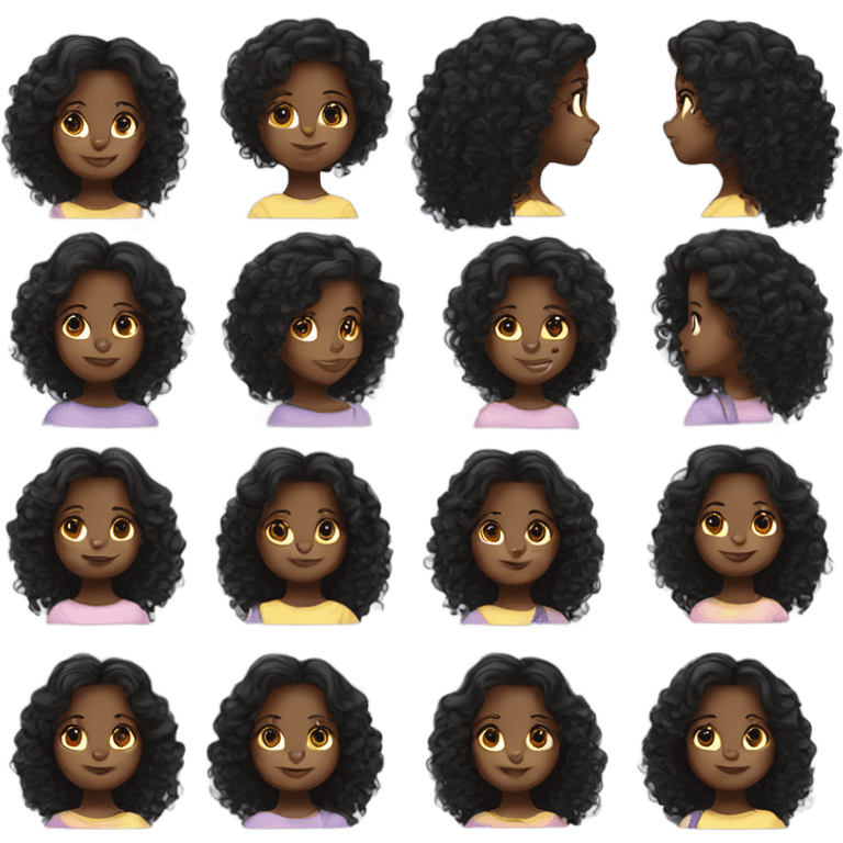 beautiful black girl child with curly long hair  emoji