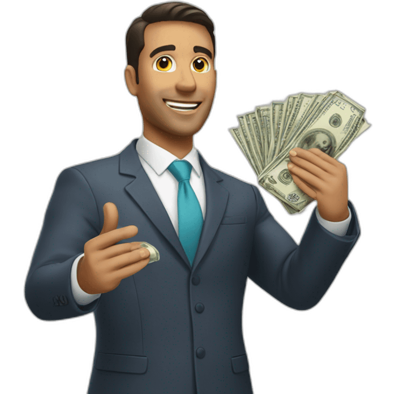 realtor with money on his hand emoji