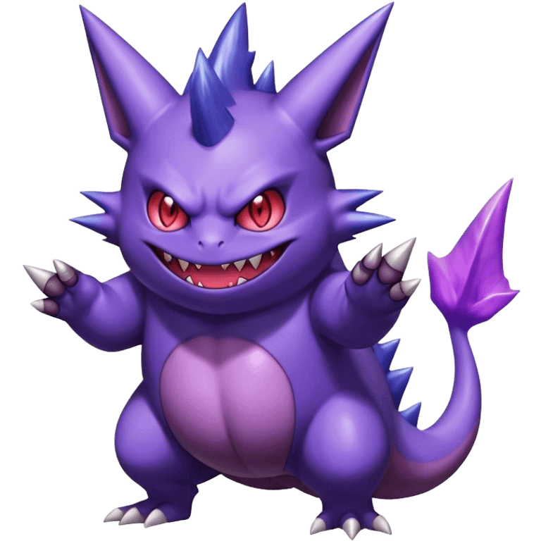 Shiny Dark Gengar-Haunter-Nidorino-fusion-hybrid full body emoji