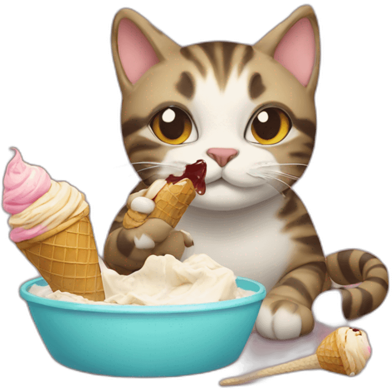 cat eats an ice-cream on a turtle emoji