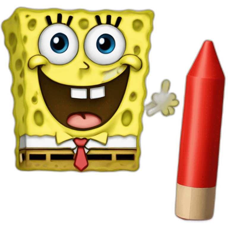 spongebob is arabic holding red chalk emoji