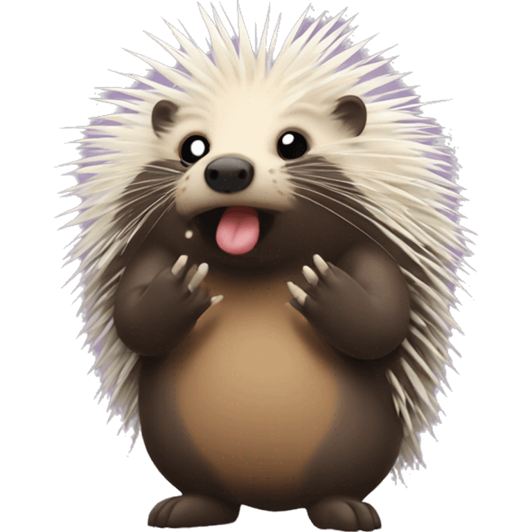 Porcupine blowing a kiss emoji