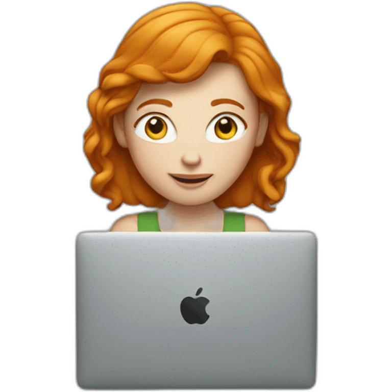 Ginger woman with MacBook emoji