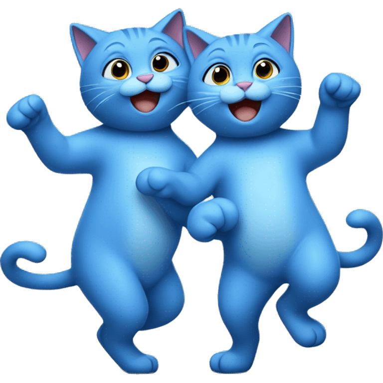 2 blue cats dancing emoji