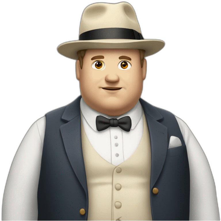 fat white man with trilby wearing a waistcoat emoji