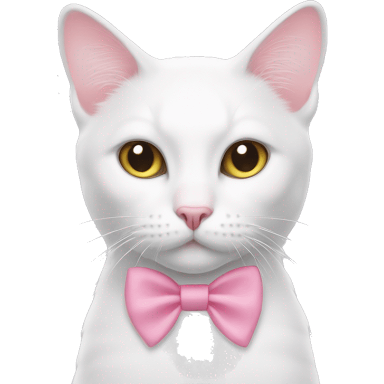 white cat with one pink bow on each ear emoji