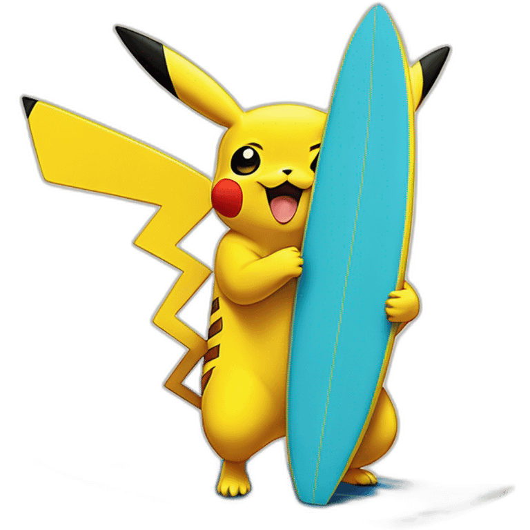 Pikachu debout sur une planche de surf emoji