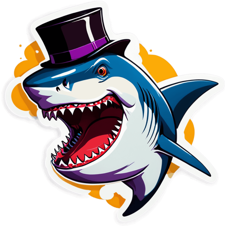 Shark with a top hat emoji