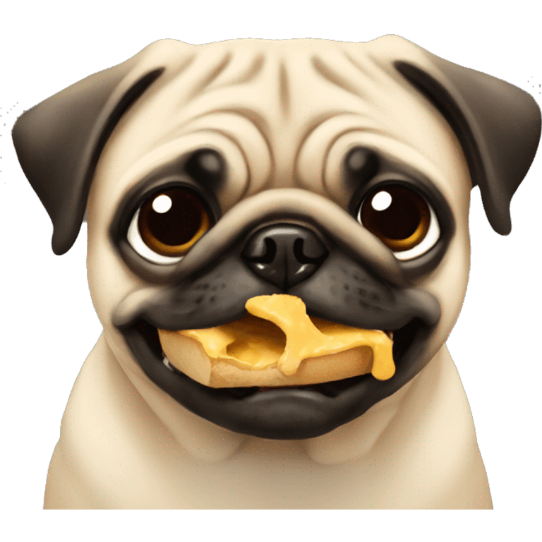 Pug eating  emoji