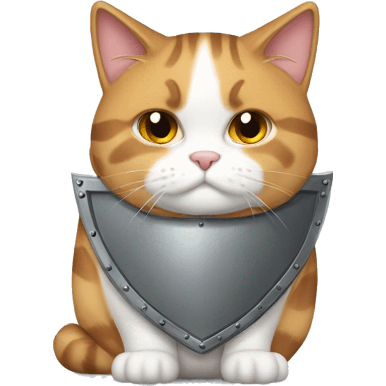 Fat calico cat with a shield  emoji