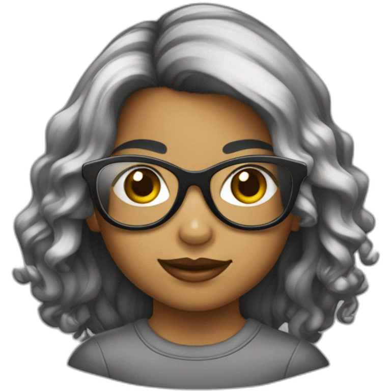 Niña pelo negro con gafas cuadradas emoji