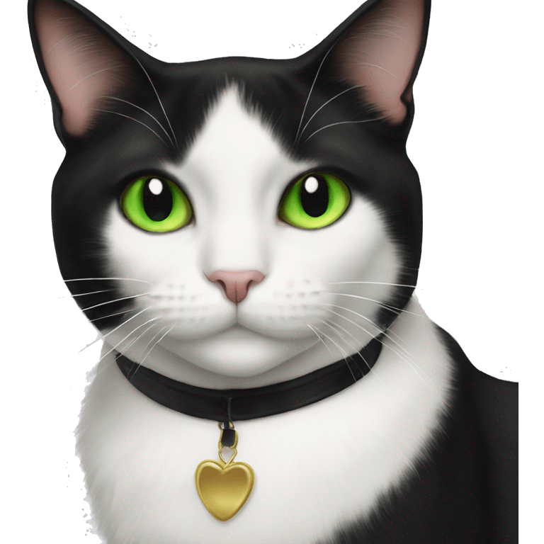 Realistic green eyed tuxedo cat  emoji