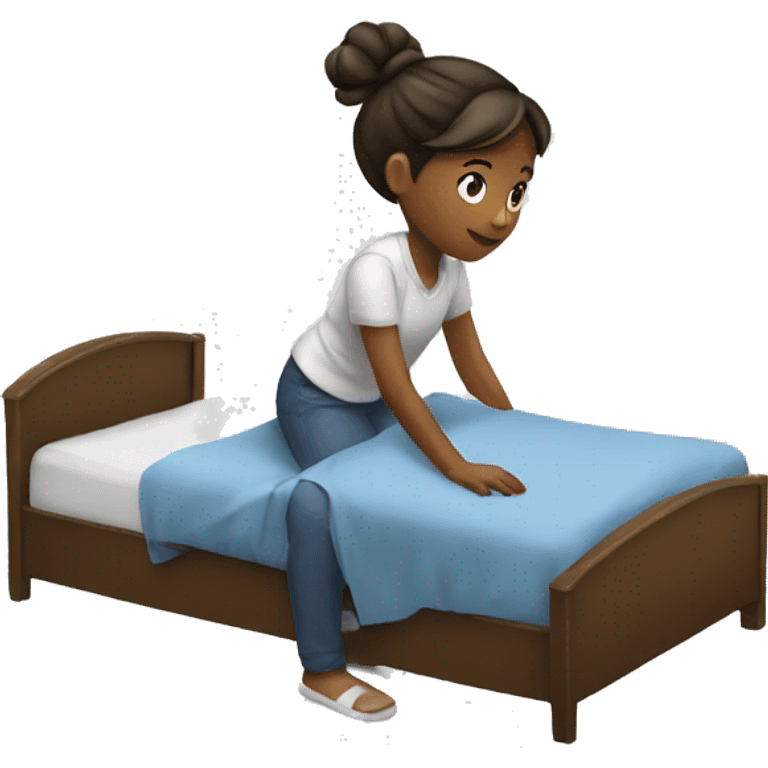 Girl making the bed emoji