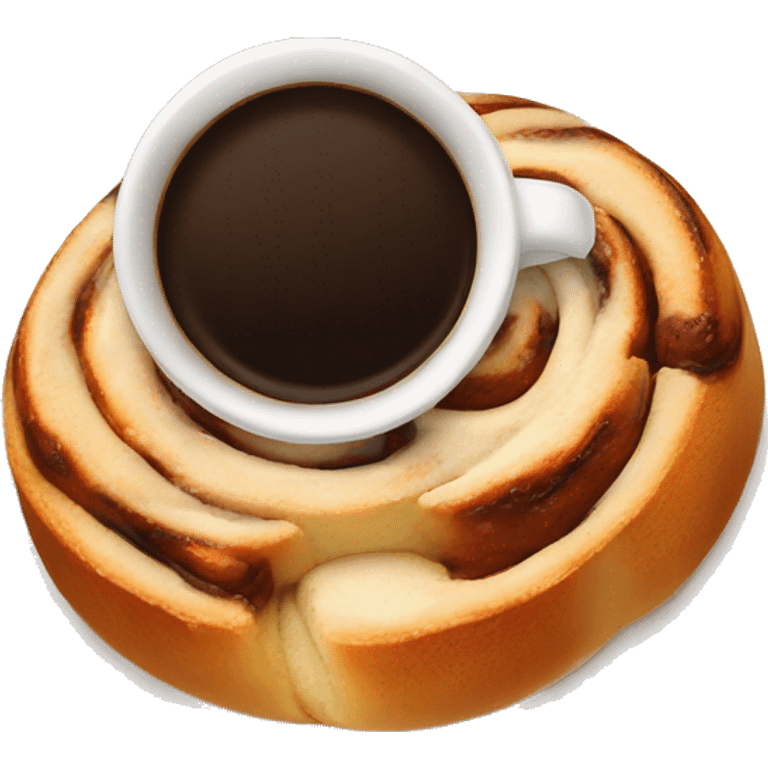 cinnamon roll with cofee emoji