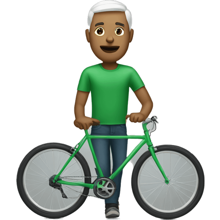 white man in green bike emoji