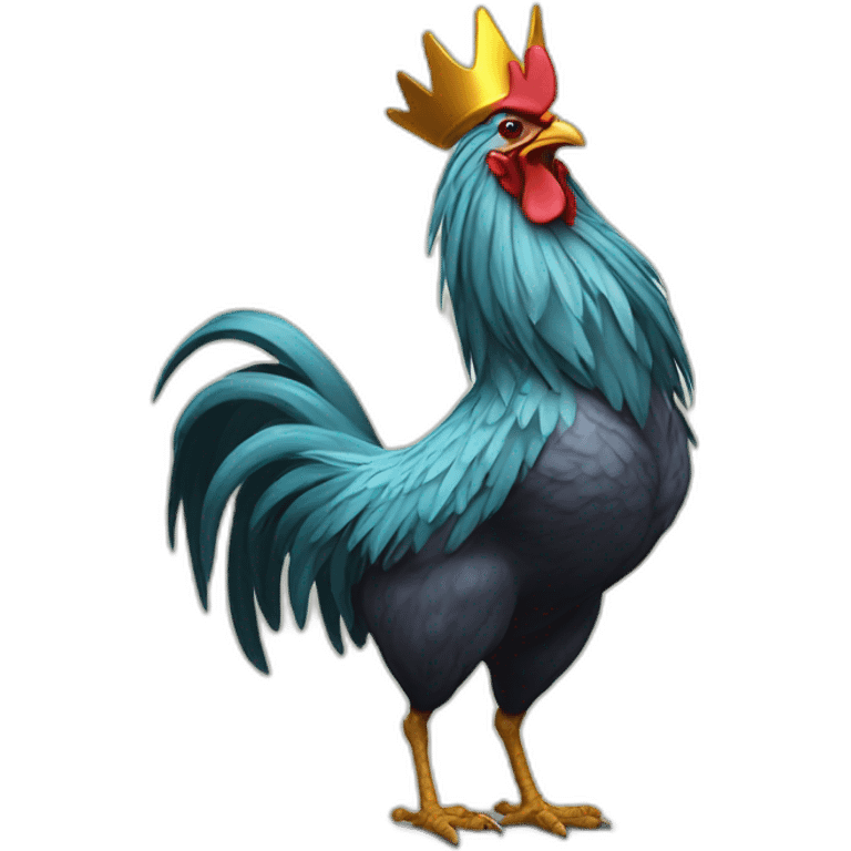 fighting and howling rooster with a crown on its head emoji