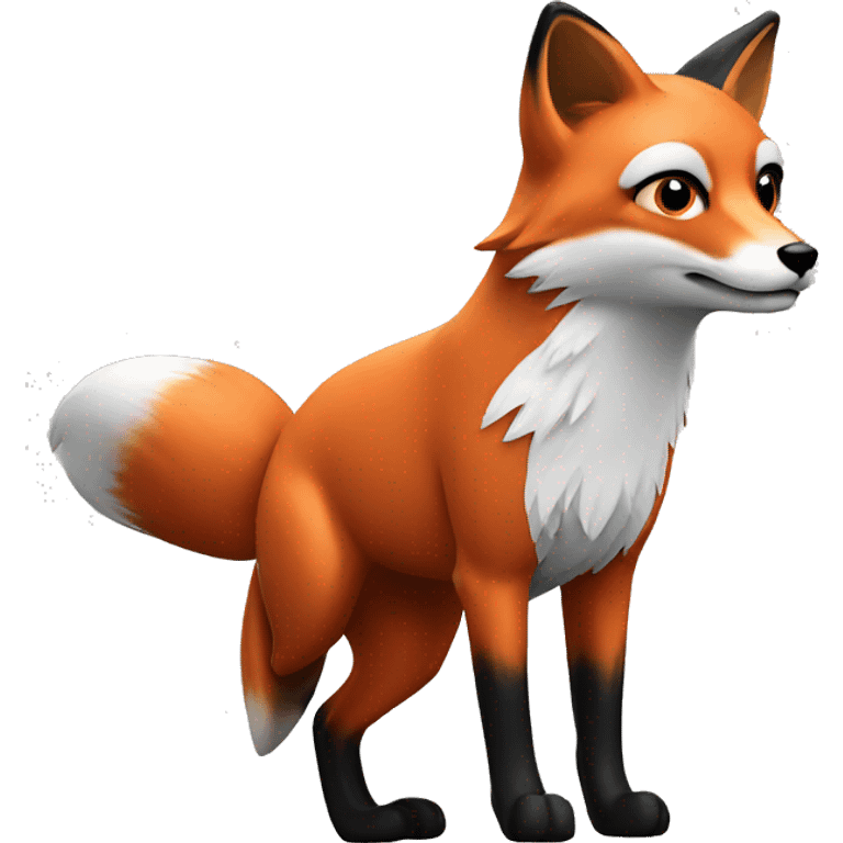 red fox with black and white accents emoji