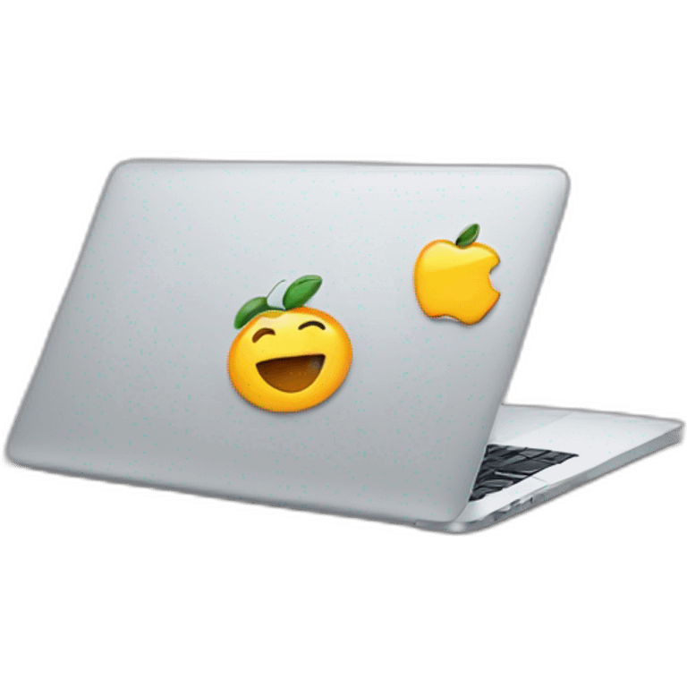 macbook with iphone emoji