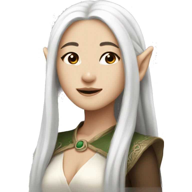 Asian feminine body slim long white hair elf  emoji