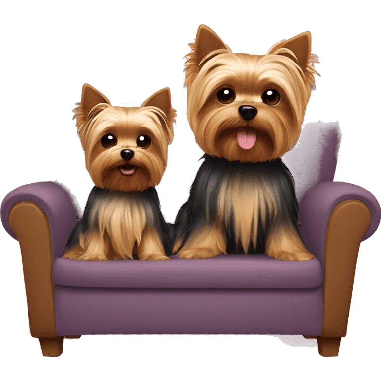 yorkie with baby sitting in sofa  emoji