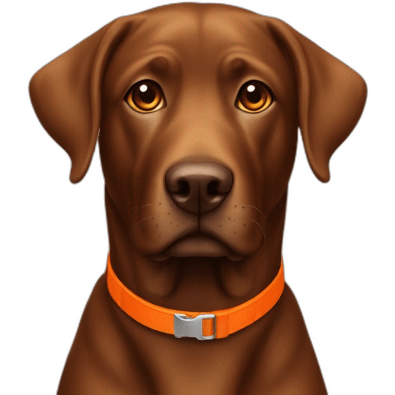 Brown lab dog with orange collar emoji