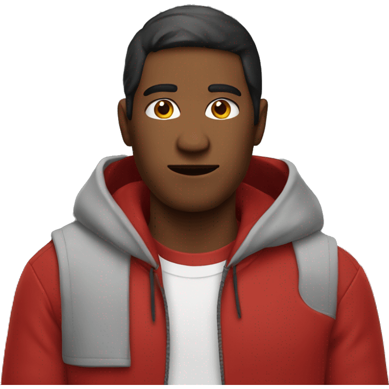 red man with red hoodie and black sleeve emoji