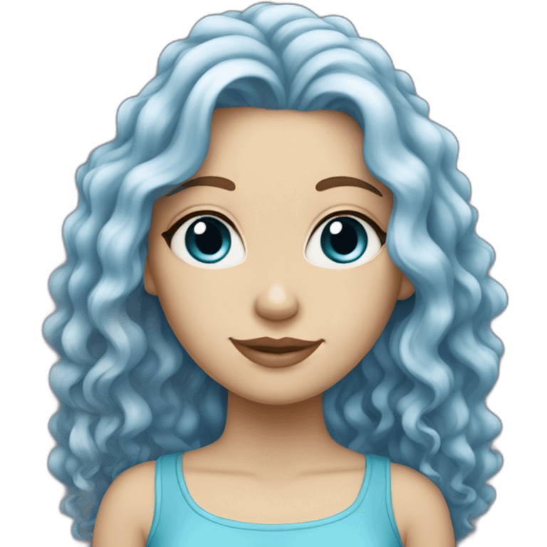 white girl with long blue curly hair emoji