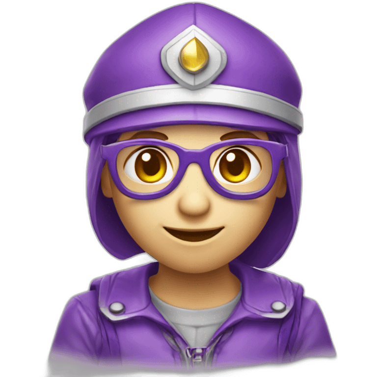 Lutin violet avec lunette aviateur emoji