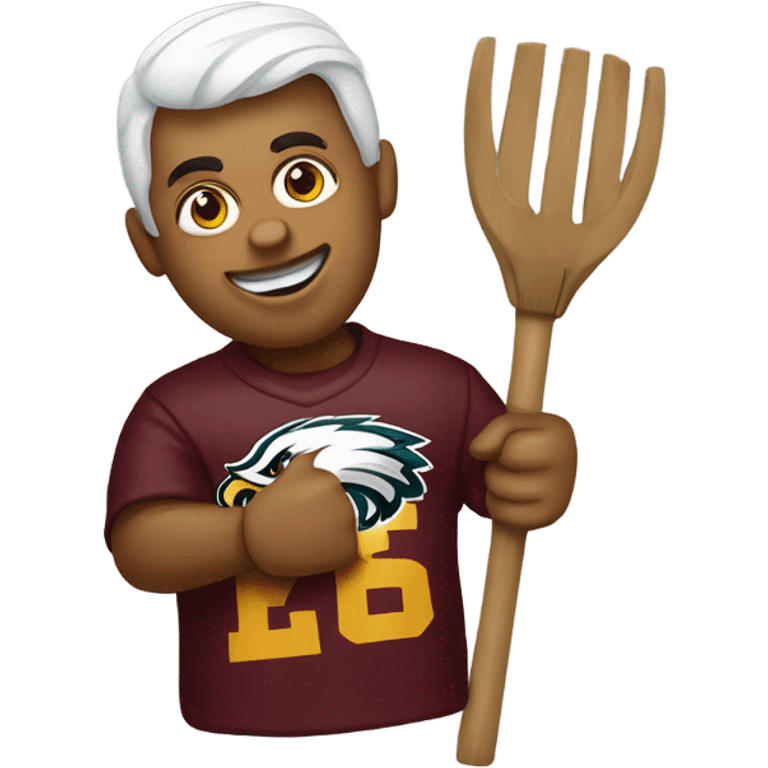 Eagles fan with pitch fork on redskins  emoji