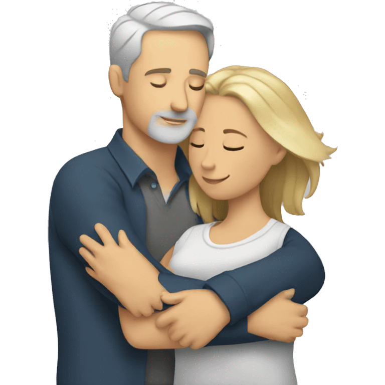 white man hugging woman emoji