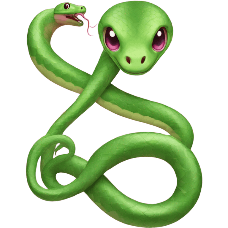 Pink snake and green snake emoji