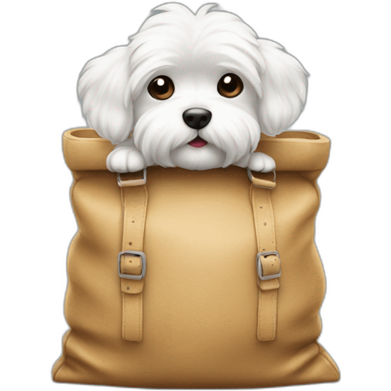 Maltipu seating on bag emoji