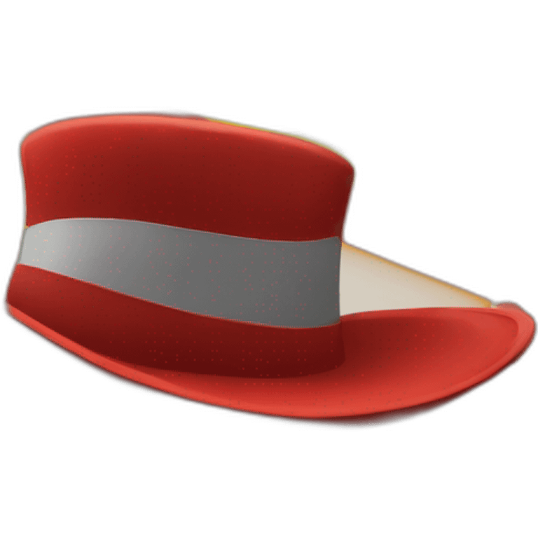 Red top hat with yellow line emoji