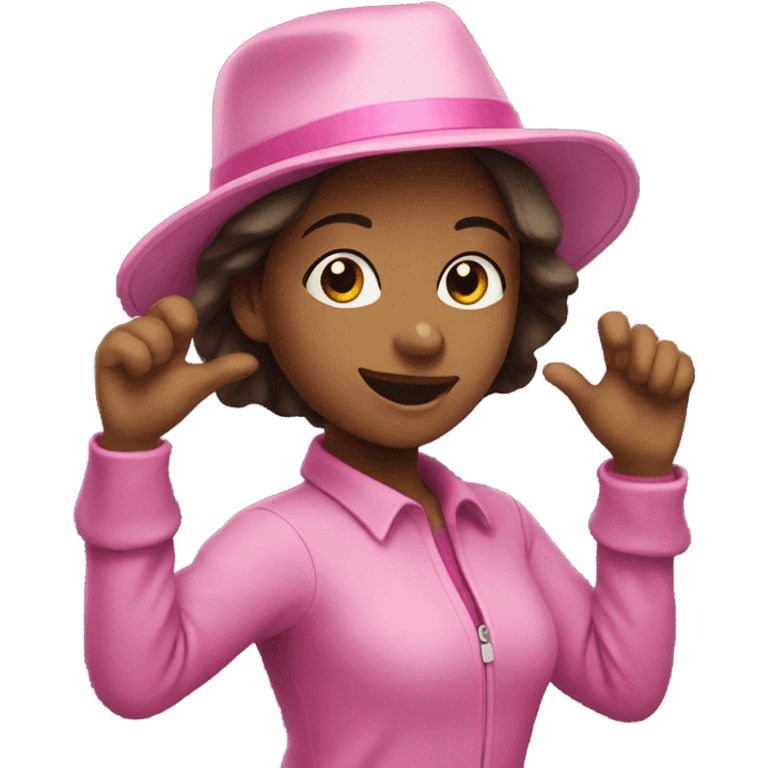 Girl dancing with pink hat on emoji