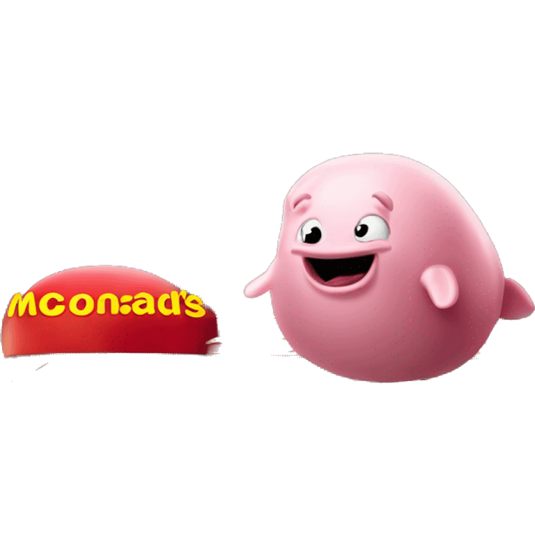 Blobfish ordering mcdonalds from ronald mcdonald himself in strangely scenic location emoji