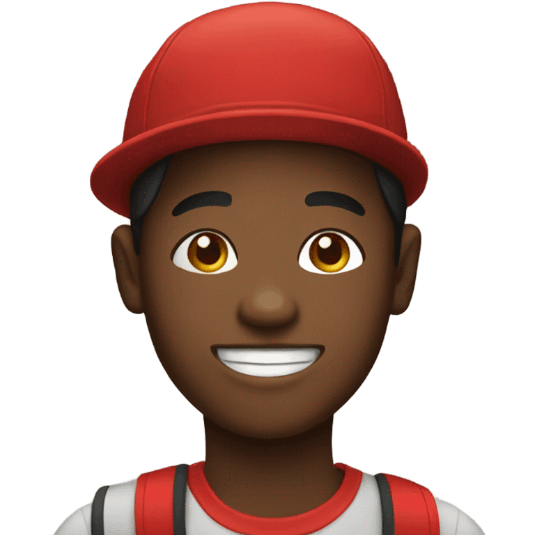 smiling black boy in red hat emoji