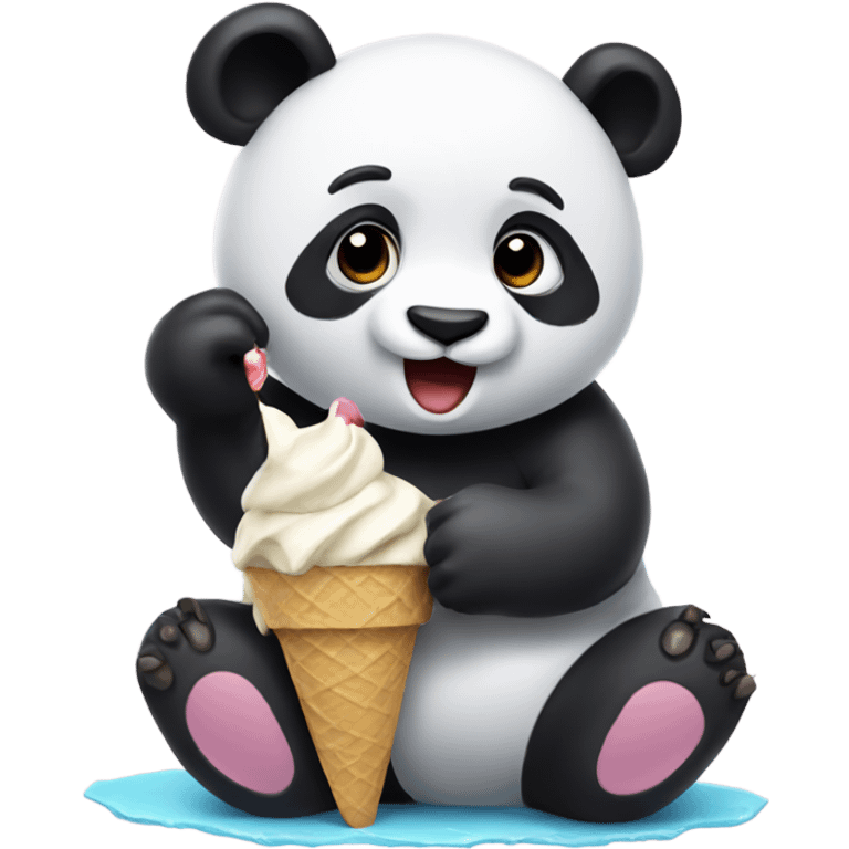 Panda eating ice cream emoji