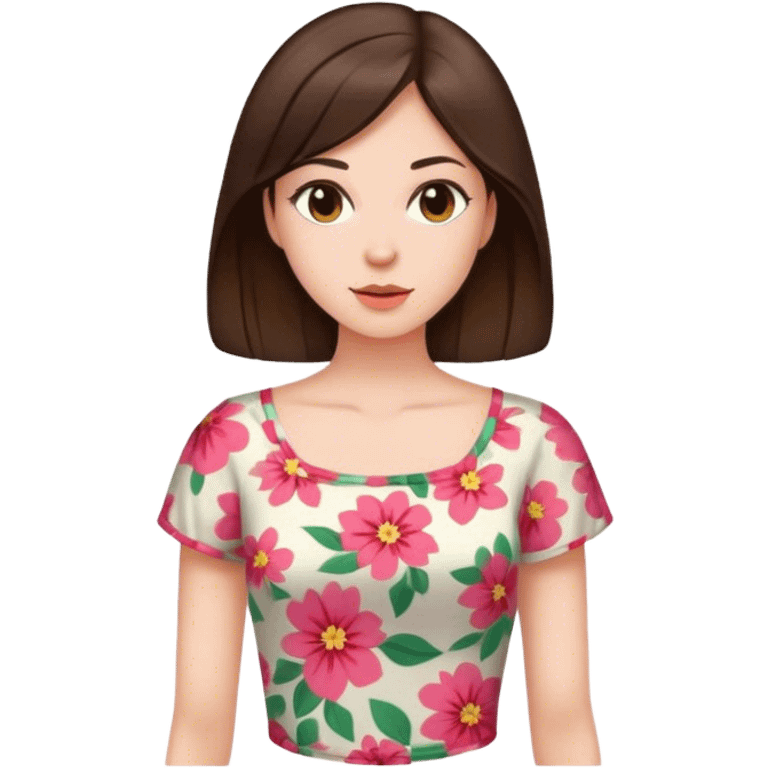 Brunette floral top  emoji