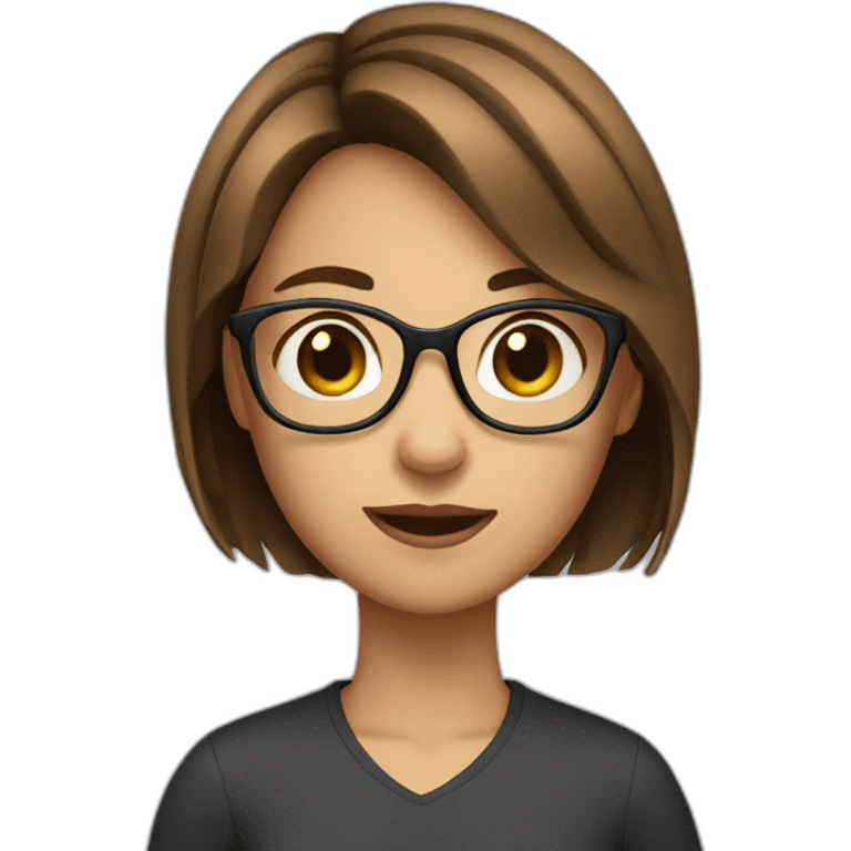 girl with short brown hair waering glasses emoji