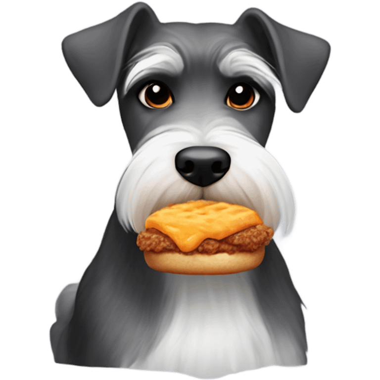 Schnauzer eating a chicken nugget  emoji