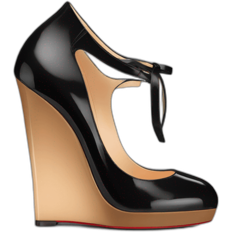 WEDGE heel LOUBOUTIN black leather PATENT emoji