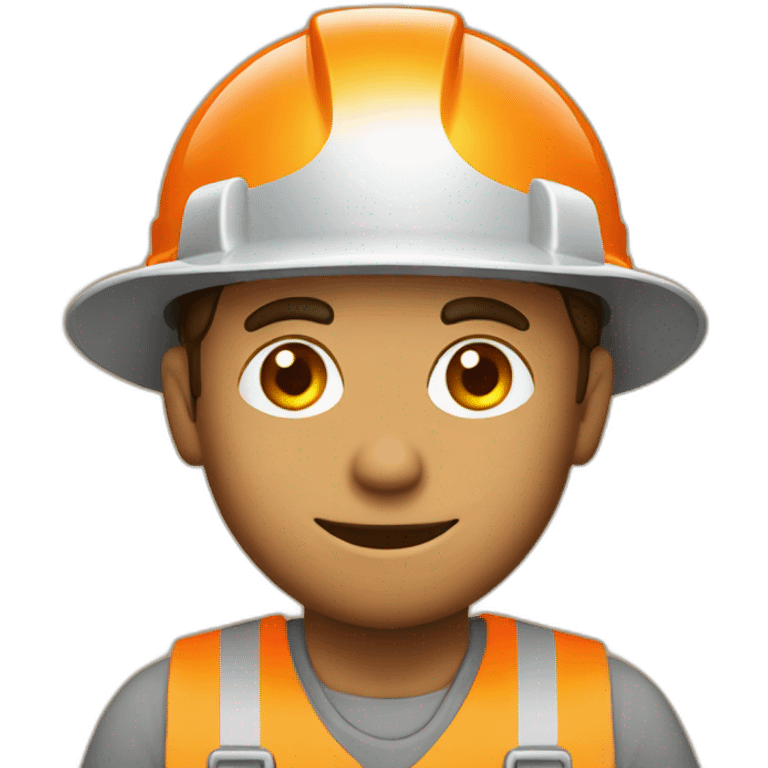 construction worker with orange construction icon on his hat emoji