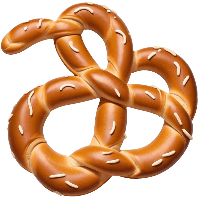 Pretzel Cinematic Realistic Pretzel Snack Emoji, depicted as a single, perfectly twisted pretzel with a glossy, salted crust, rendered with lifelike textures and warm, inviting lighting. emoji