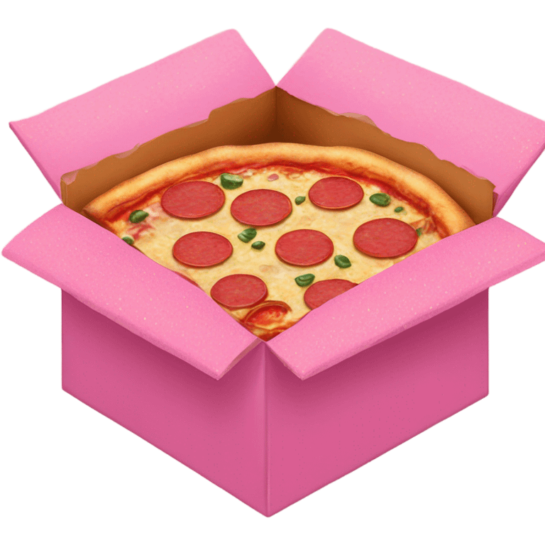 Pizza inside a pink pizza glittery box  emoji