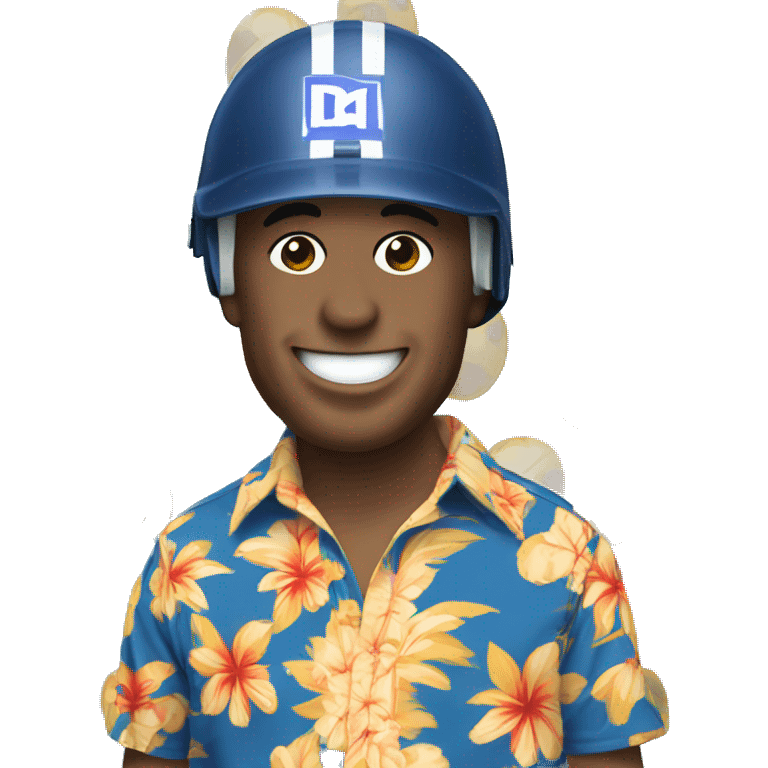 Joe Biden wearing a football helmet and a Hawaiian shirt emoji