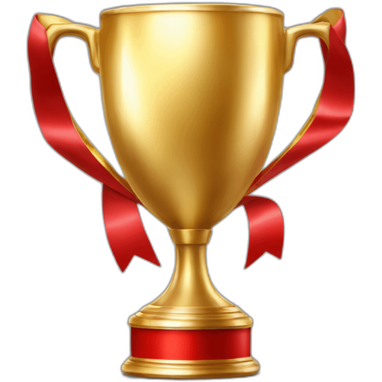 golden football cup with two red ribbons emoji