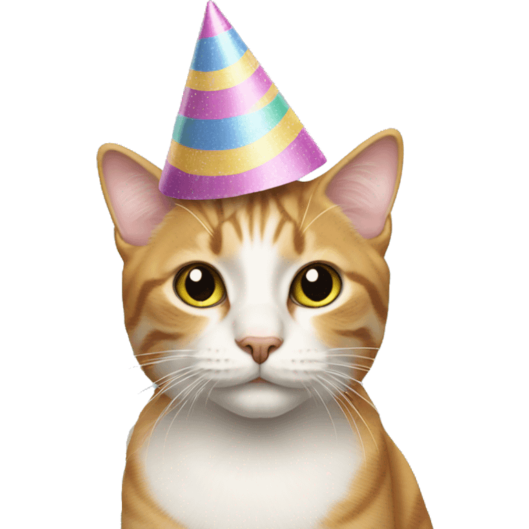 realistic cat in birthday cap emoji