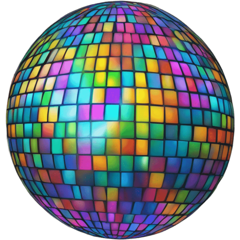 Sparkly rainbow of colors disco ball. Glowing light. emoji